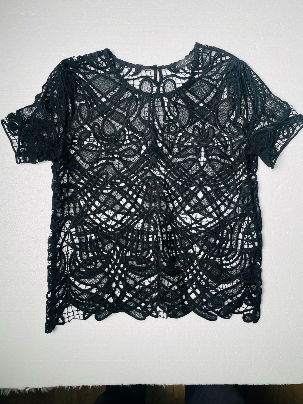 Generation Love Black Crochet Lace Short Sleeve Top